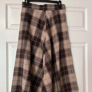 Wool blend plaid skirt